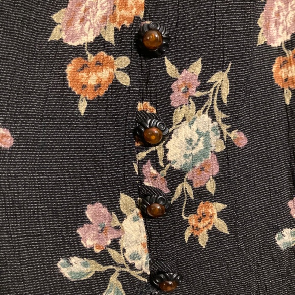 Vintage floral stretch elastic waist midi skirt - Picture 4 of 4